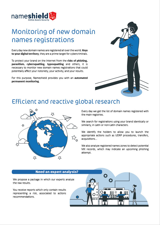 Monitoring of new domain names registrations